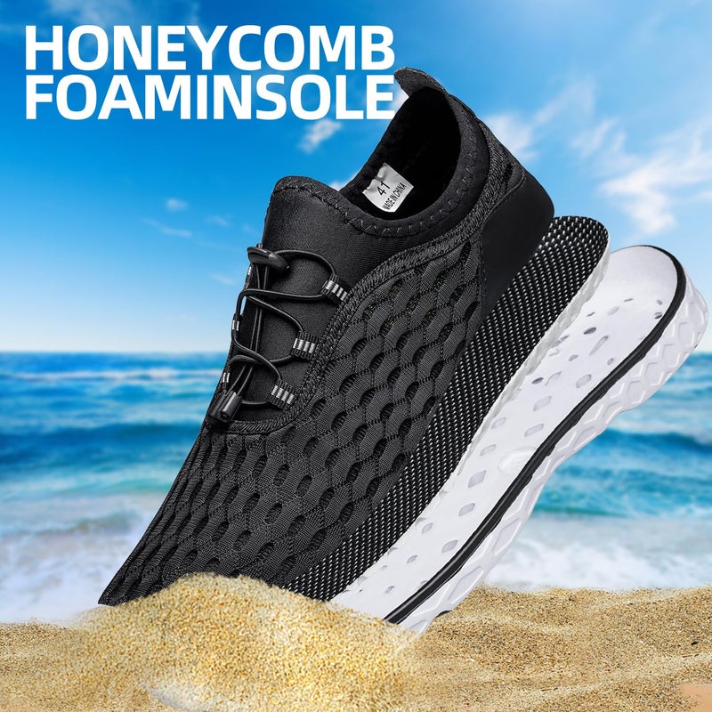 DOUSSPRT Women's Water Shoes Quick Drying Sports Aqua Shoes Blackwhite Size 8 - Image 4